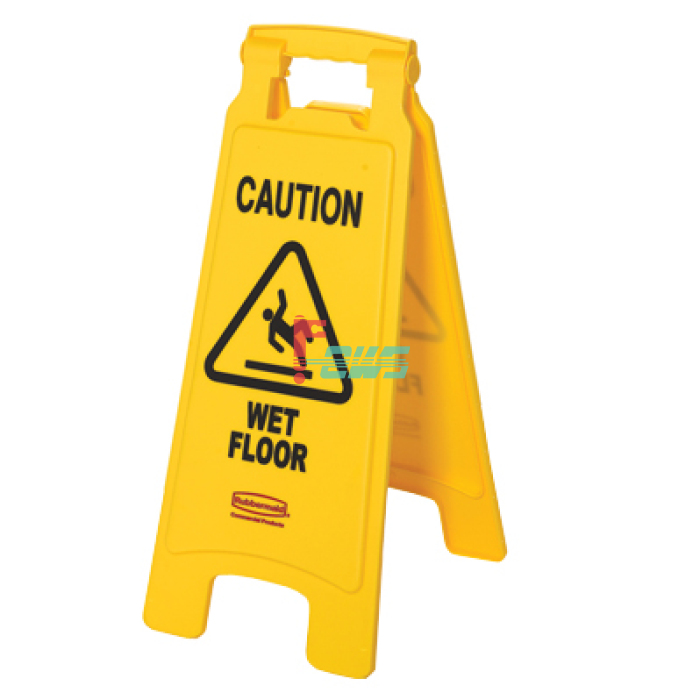 Rubbermaid FG611277 双面地板告示牌"Caution Wet Floor” (黄色)