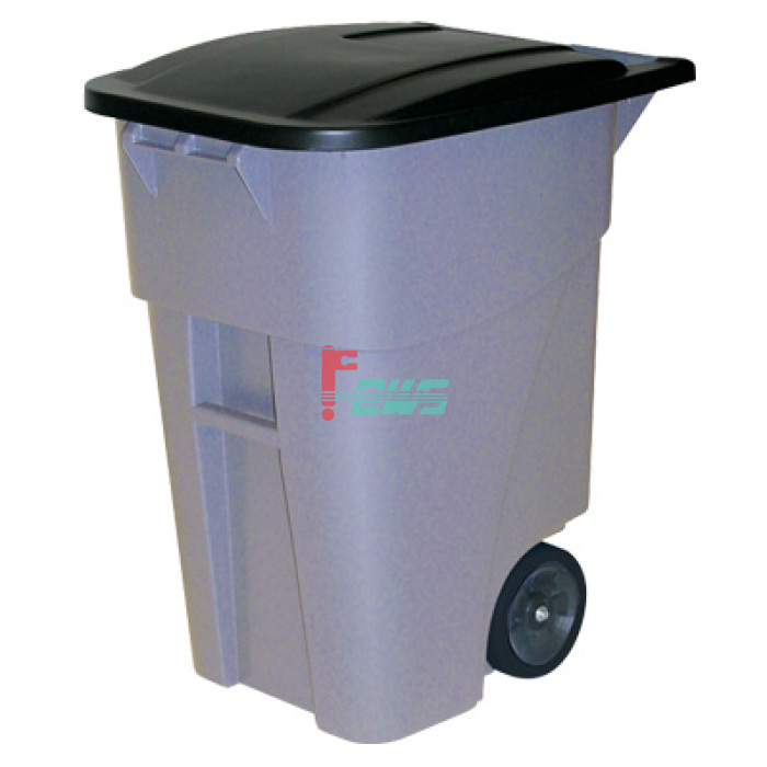 Rubbermaid FG9W2728 50加仑 可推式垃圾桶连盖 (灰色)