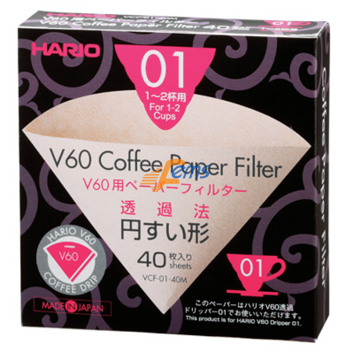 HARIO VCF-01-40M V60 盒装黄色滤纸 (1～2杯用)