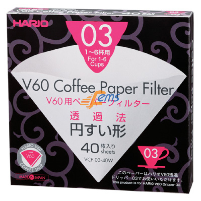 HARIO VCF-03-40W V60 盒装白色滤纸 (1～6杯用)