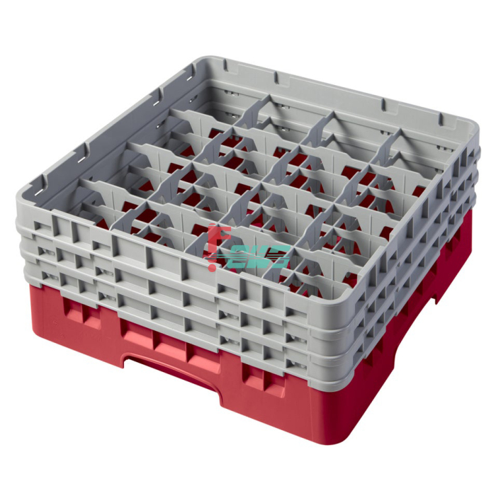 CAMBRO 16S638-163 174 mm - 16格高脚杯架(浅灰色/红色)