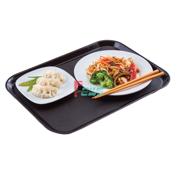 CAMBRO 1216ET-110 12 "*16 "长方形带防滑表面的玻璃钢托盘(黑色)